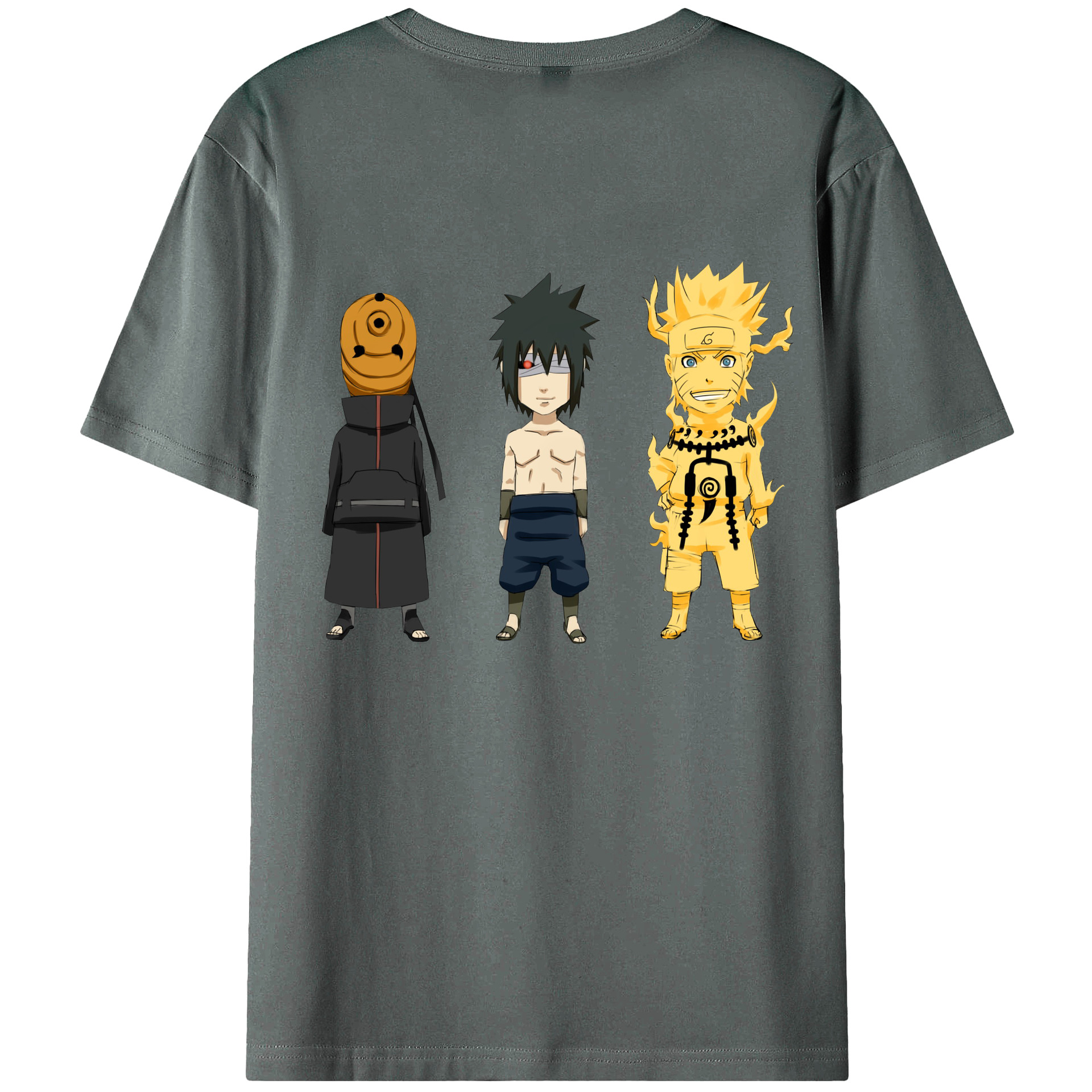 （画像用） NARUTO -ナルト- うちは サスケ Uchiha Sasuke 綿100％ メンズ半袖Tシャツ（バックプリント） 通気性